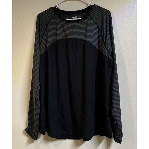 Avia Activewear Women's's Size 20 XXL Gather Long Sleeve Shirt Black Stripes - Picture 1 of 7